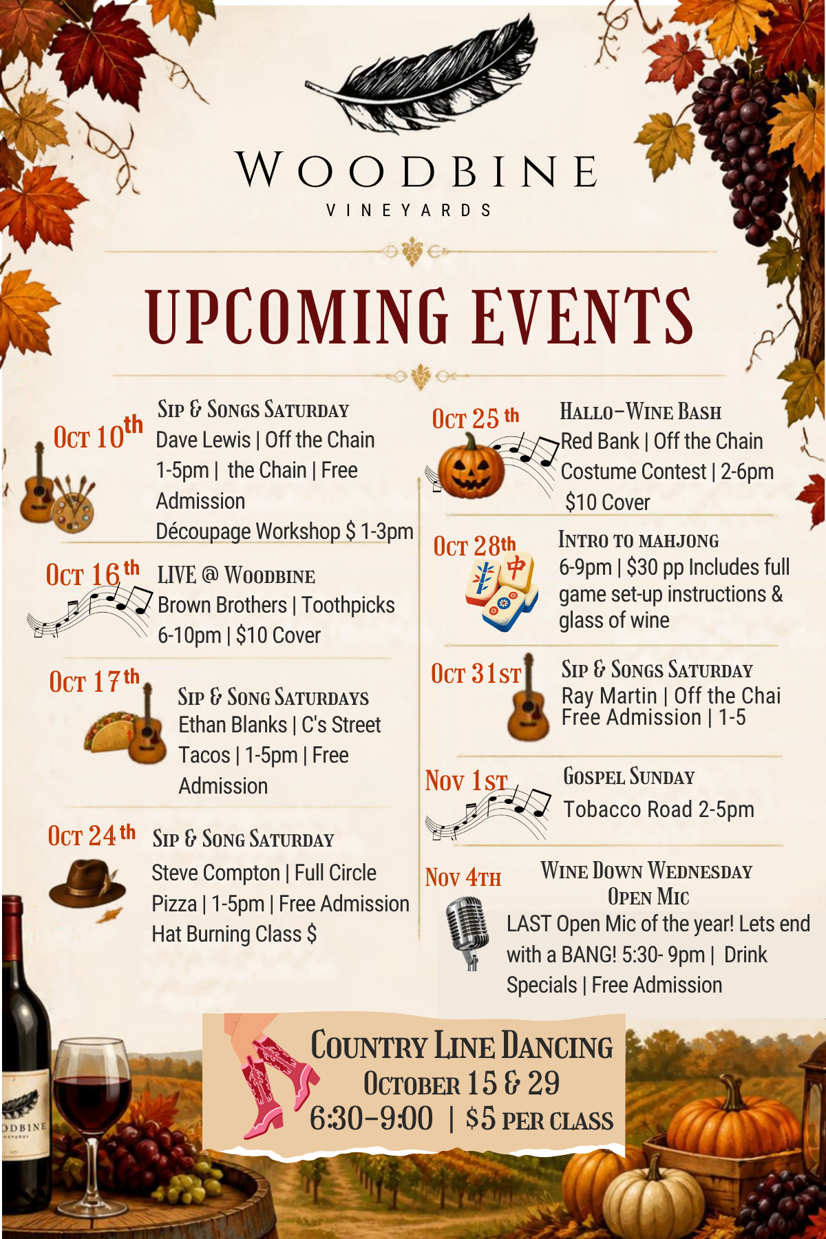 Copy of Woodbine Vineyards October events flyer